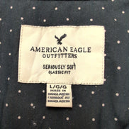 Chemise American Eagle L Noire Pois Blancs 100% Coton Poche Homme