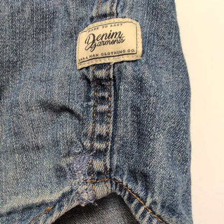 Chemise Zara Man western L denim bleu boutons pression manches longues