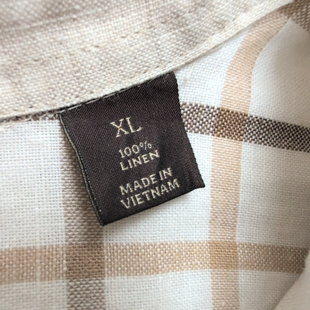 Chemise Tasso Elba XL Beige 100% Lin Manches Longues Poche