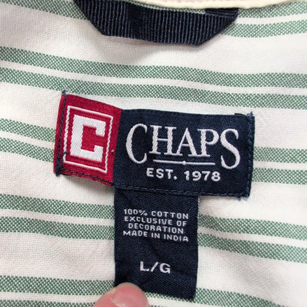 Chemise CHAPS blanche à rayures vertes taille L #57e