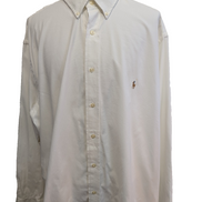 Chemise Polo Ralph Lauren Performance Blanche Manches Longues T. 4X Big 4XL 5XL