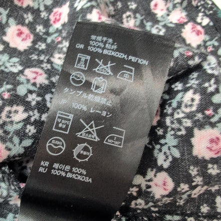 Robe Fleurie Taille XS Noir Rose 100% Viscose Bretelles Réglables