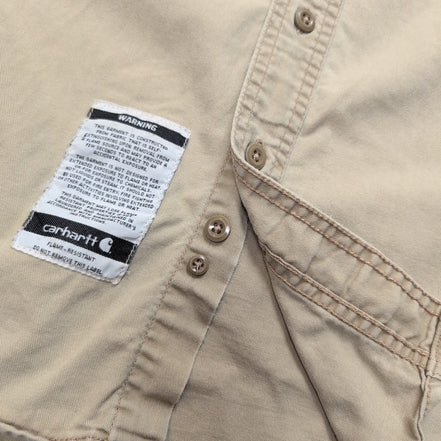 Chemise Carhartt FR 2XL Beige Workwear Coupe-Feu 3 Poches manches longues