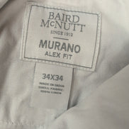 Pantalon Murano Baird McNutt 100% Lin Bleu Chino Taille W34 L34