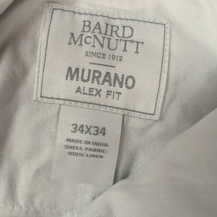 Pantalon Murano Baird McNutt 100% Lin Bleu Chino Taille W34 L34