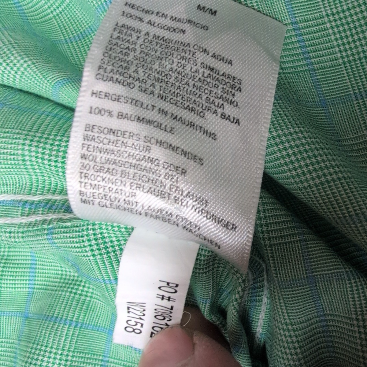 Chemise Nautica M Vert Carreaux 100% Coton Poche Logo Brodé Homme