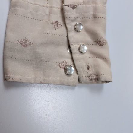Chemise Western Vintage BJ-R Cowboy Ranch Beige Marron Taille L