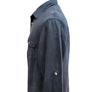 Chemise TOMMY HILFIGER 100% Lin Bleue Marine avec Poches Manches Longues - T.M