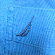 Chemise Nautica Oxford L bleu uni coton manches longues logo brodé