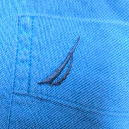 Chemise Nautica Oxford L bleu uni coton manches longues logo brodé