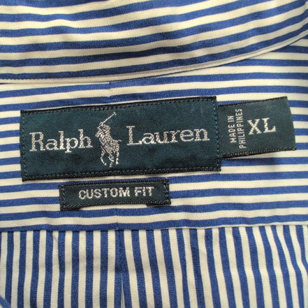 Chemise Ralph Lauren XL Bleue Rayures Custom Fit Button Down Shirt