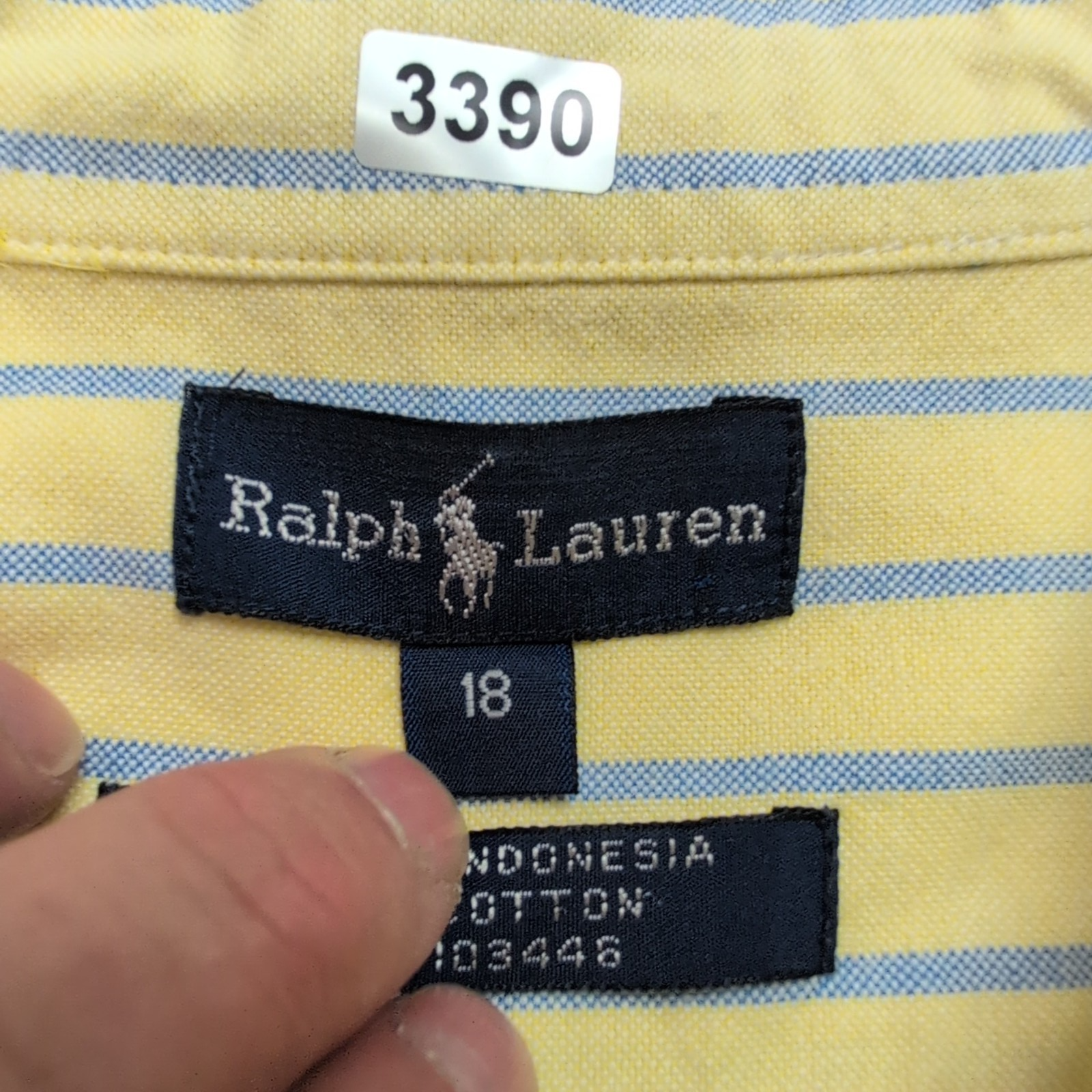 Chemise Ralph Lauren Edge Taille 18 (XL) Junior Rayures Gris Logo Marron