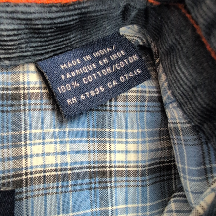 Chemise Nautica Bleu Carreaux 100% Coton Logo Métal Taille L manches courtes