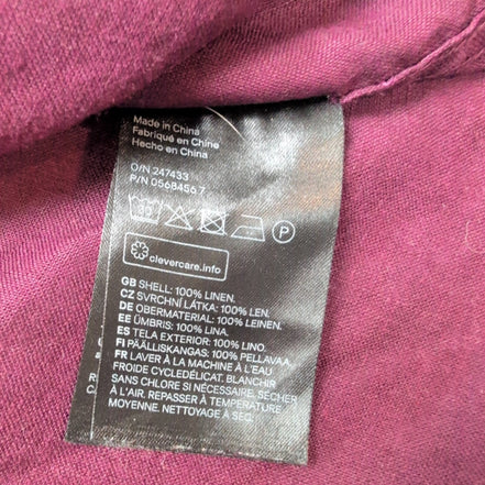 Chemise H&M 100% Lin Bordeaux Manches Longues Taille XL