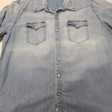 Chemise Westen Levi's Vintage Denim Bleu Clair Boutons Pressions Nacrés T. XXL