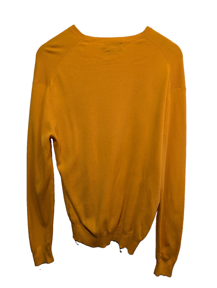 Pull Polo Ralph Lauren orange col V logo bleu Pima Cotton taille S