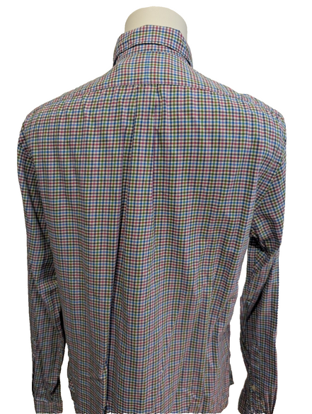 CHEMISE Ralph Lauren Homme L SLIM FIT Multicolore Carreaux Logo Bleu 100% Coton