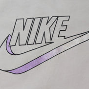 T-Shirt Nike Femme Blanc - Grand Logo Argenté & Violet - Taille S - État Neuf