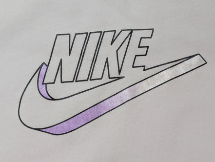 T-Shirt Nike Femme Blanc - Grand Logo Argenté & Violet - Taille S - État Neuf