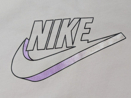 T-Shirt Nike Femme Blanc - Grand Logo Argenté & Violet - Taille S - État Neuf