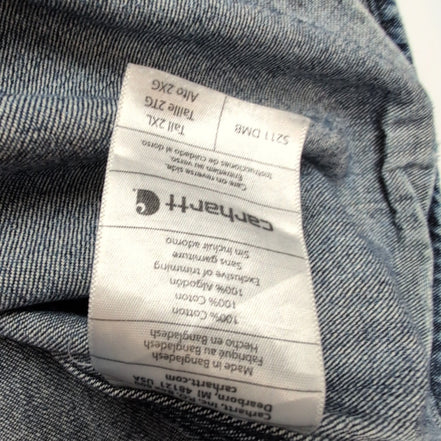 Chemise Carhartt 2XL Western Denim Épais Bleu Pression Vintage