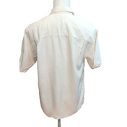 Chemise Hawaïenne Tommy Bahama Soie S Blanc Feuillage Gaufré Manches Courtes