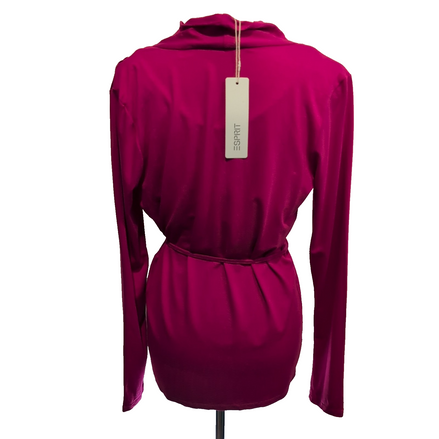 Haut Tunique Esprit Femme XL Rose Fuchsia Décolleté V Manches Longues Neuf