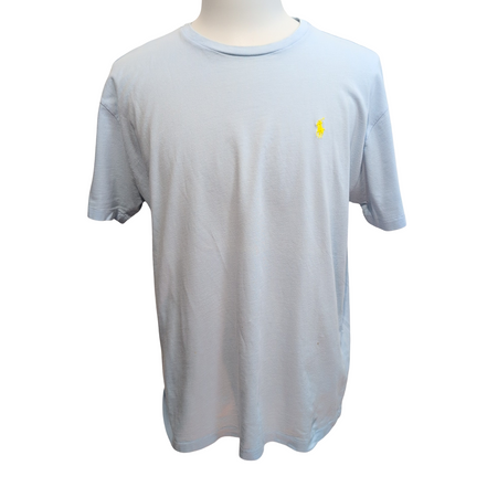T-shirt Polo Ralph Lauren M Bleu Clair Logo Jaune 100% Coton