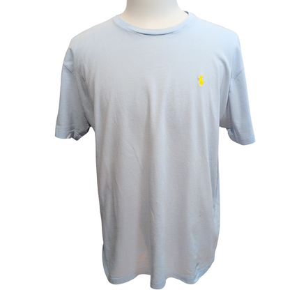 T-shirt Polo Ralph Lauren M Bleu Clair Logo Jaune 100% Coton