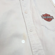 Chemise Harley Davidson L Sans Manches Crème Coton Logo Dos Poche