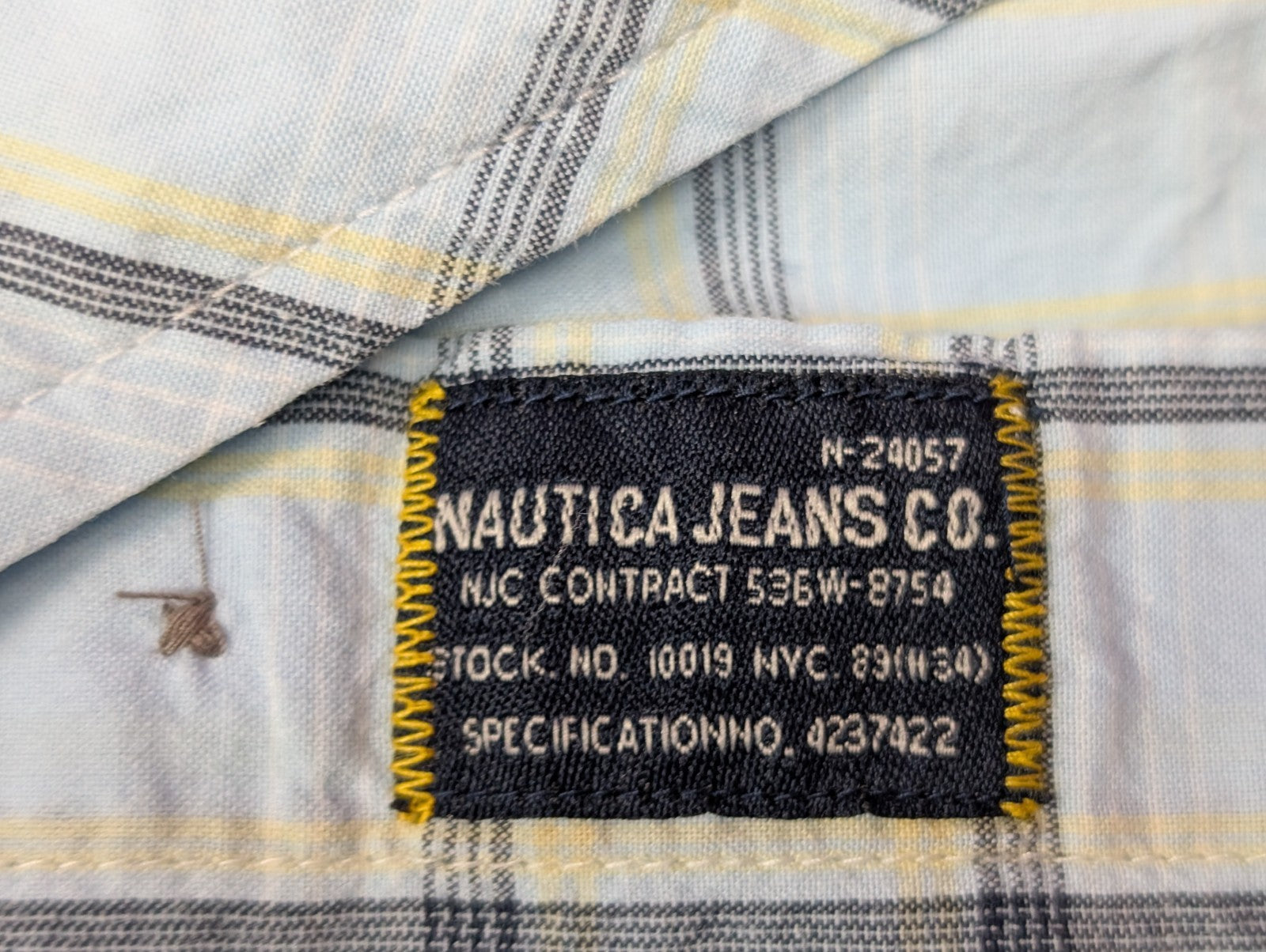 Chemise manches courtes Nautica bleu ciel à carreaux taille XL #135msch