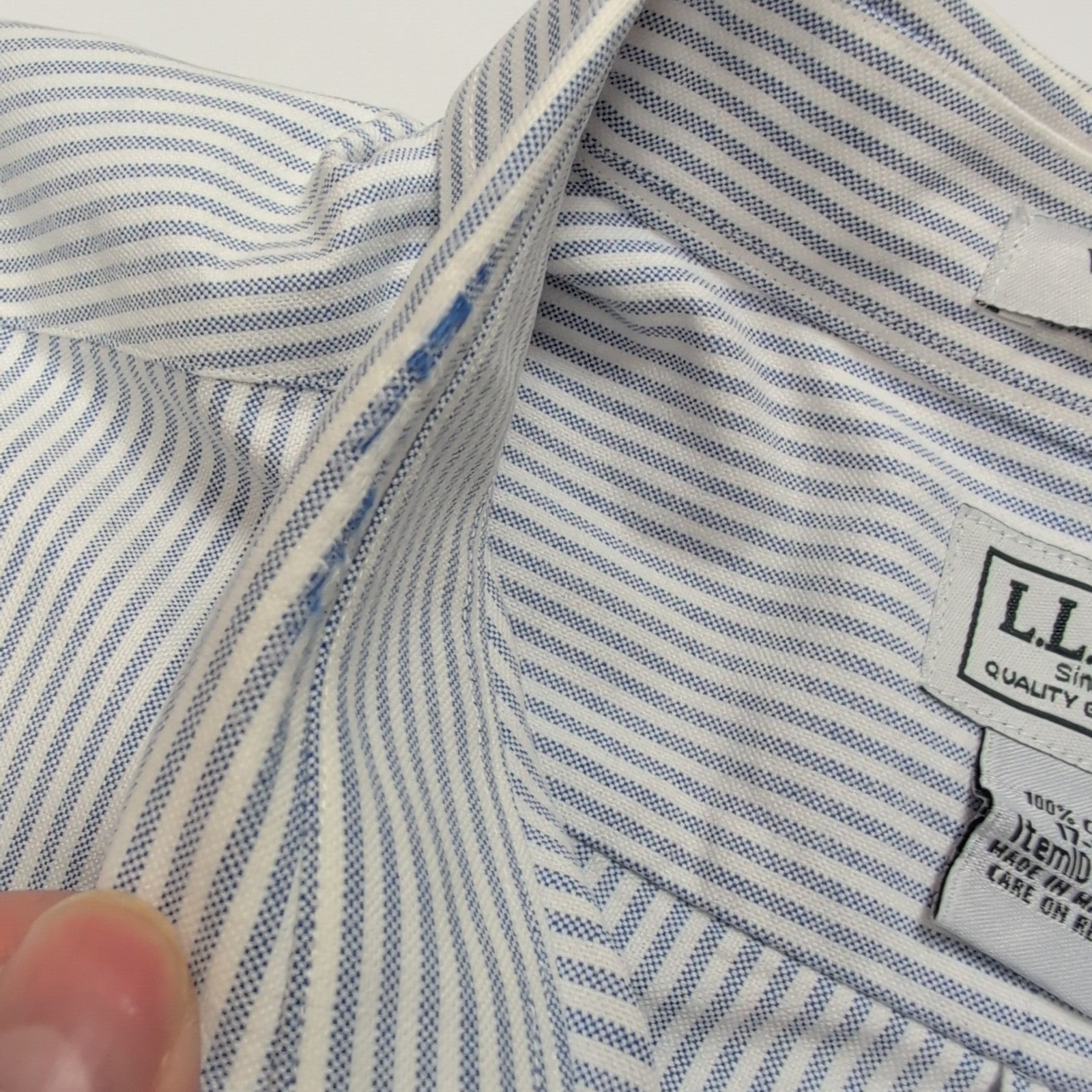 Chemise L.L. Bean bleue à rayures manches longues taille XL #207e