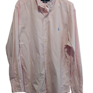 Chemise Ralph Lauren rose petits carreaux logo bleu ciel taille L #2555