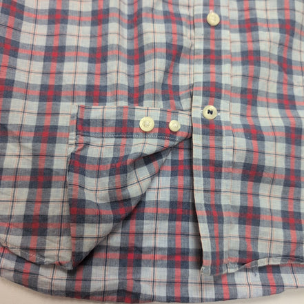 Chemise Nautica L Classic Fit Rouge Bleu Carreaux Coton Logo Manches longues