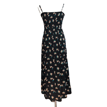 Robe d'été Abercrombie & Fitch S Noire Fleurie 100% Viscose