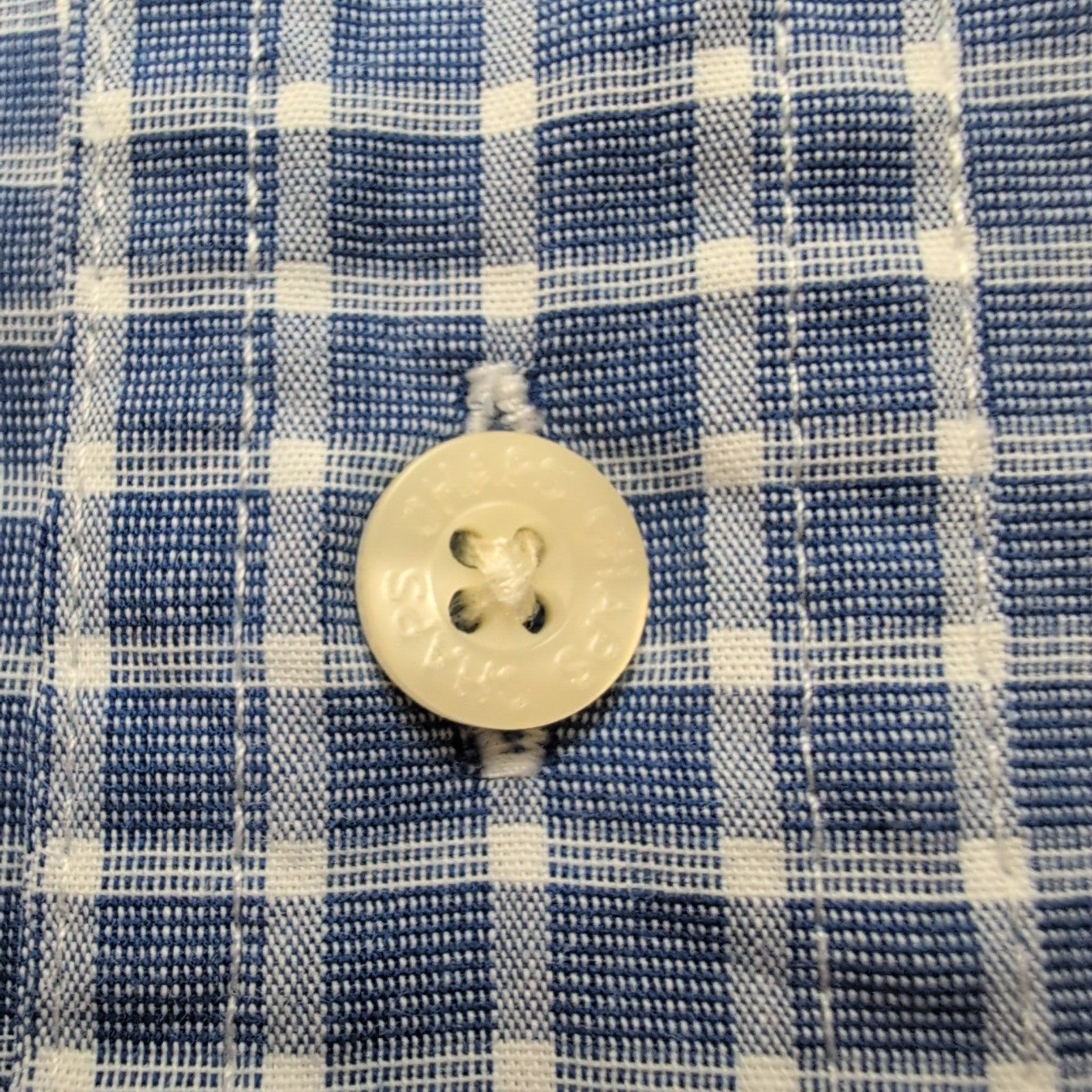 Chemise Chaps bleu à petits carreaux manches courtes à poche taille M