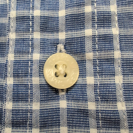 Chemise Chaps bleu à petits carreaux manches courtes à poche taille M