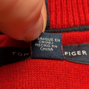 Pull TOMMY HILFIGER Bleu Marine Logo Géant Relief Taille M Coton Homme