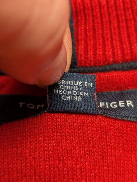 Pull TOMMY HILFIGER Bleu Marine Logo Géant Relief Taille M Coton Homme