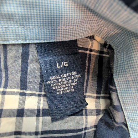 Chemise CHAPS à carreaux bleu marine manches courtes taille L #127e