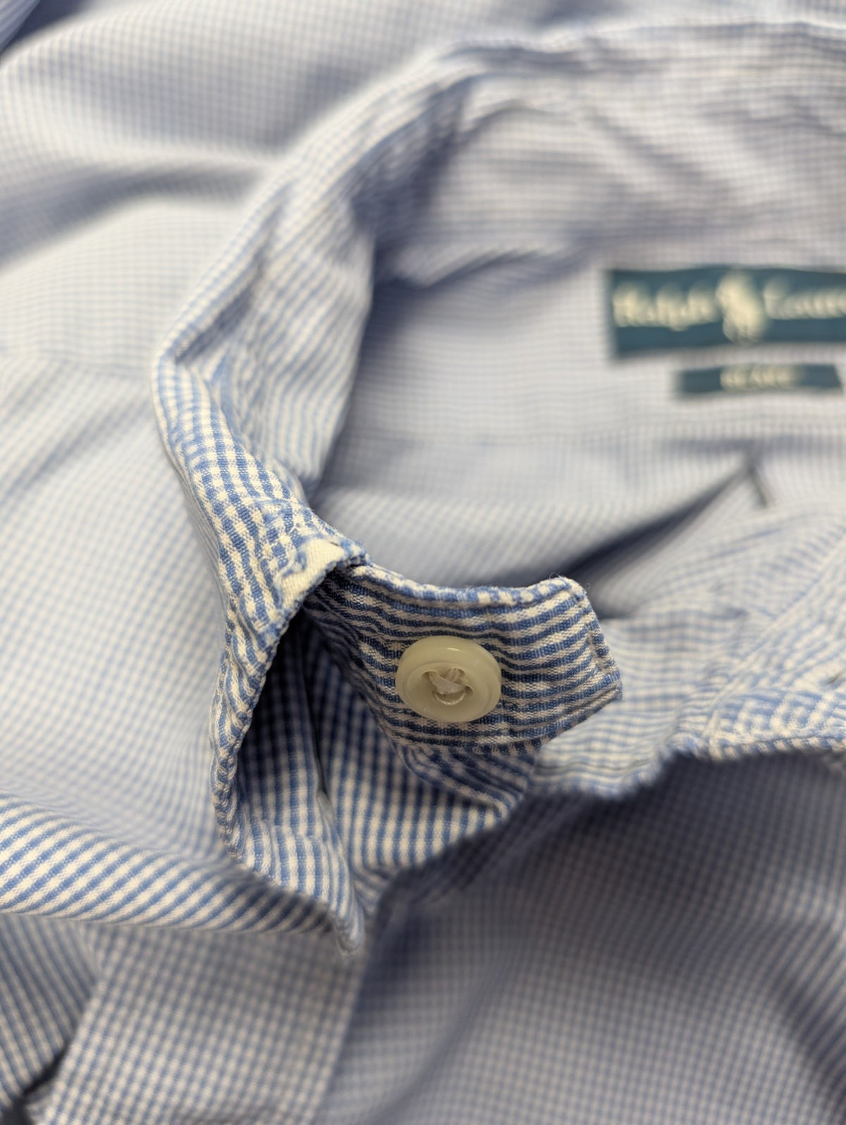 Chemise Polo Ralph Lauren Shirt L Custom Fit Rayée Bleu Blanc Button Down