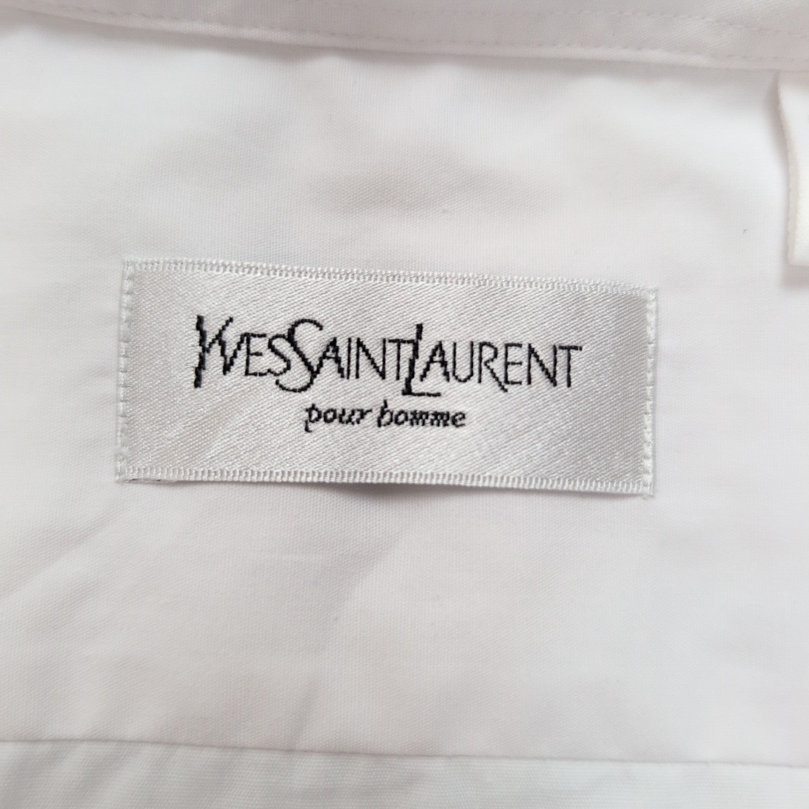 Chemise YVES SAINT LAURENT Blanc Uni Taille 39 M/L Logo Brodé Manches Longues