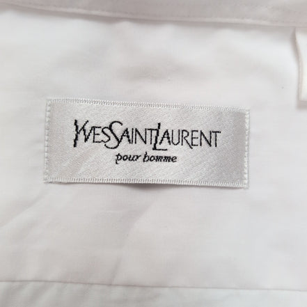Chemise YVES SAINT LAURENT Blanc Uni Taille 39 M/L Logo Brodé Manches Longues