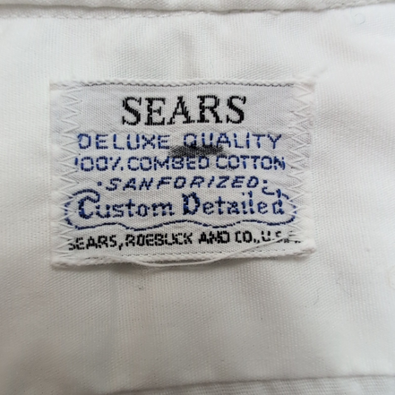 Chemise SEARS Deluxe Quality Made in USA M/L Blanc 100% Coton 2 Poches