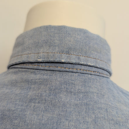Chemise Wrangler Edge Western M Bleu Jean Coton Boutons Pression Usée