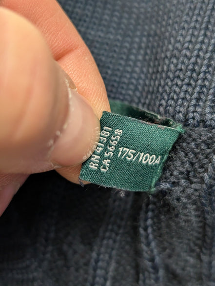 Pull LAUREN Ralph Lauren femme XL bleu marine torsadé col V rayures argentées