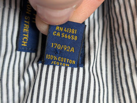 Chemise Polo Ralph Lauren Shirt S Slim Fit Stretch Rayures Noir Button Down