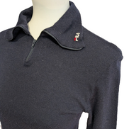 Pull Fila Vintage Femme Bleu Marine Col Zippé Toucher Cachemire - Taille 38