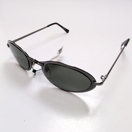 Lunettes de soleil Y2K Ovales Métal Chromé Foncé Branches Fines Verres Vert Fonc