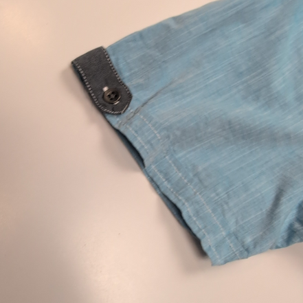 Chemise Armand Thiery XL Bleu Broderies Poitrine Manches Courtes Coton